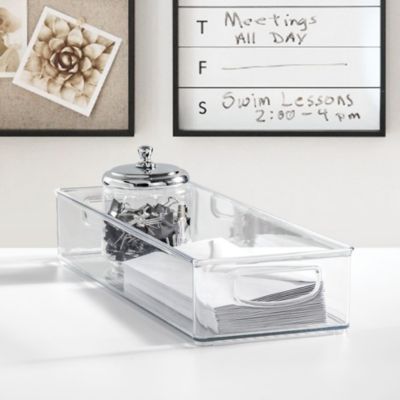 Plastic Stackable Pantry Bin with Handles, Set of 2, Clear, Made in USA