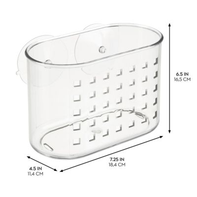 Small Suction Shower Basket for Bathroom, Set of 2, Clear, Made in USA