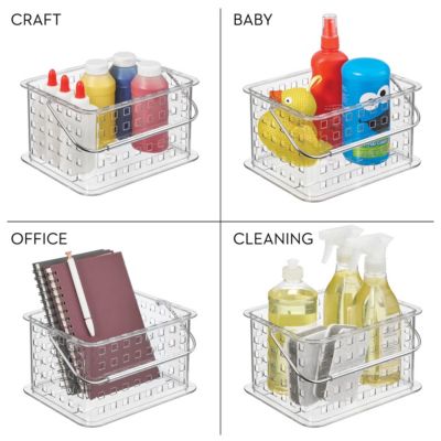 Small Stackable Shower Basket, Set of 3, Clear, Made in USA