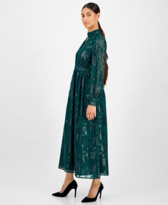 Petite Split Neck Long Sleeve Maxi Dress