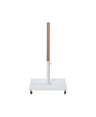 Fiji Navy Fabric / Matte White Aluminum Patio Umbrella with Base Sets