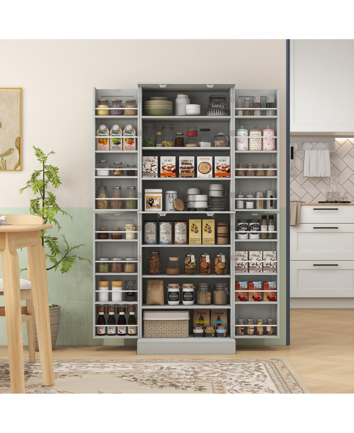 Homcom 65" Kitchen Pantry Cabinet with Adjustable Shelves Spick Racks