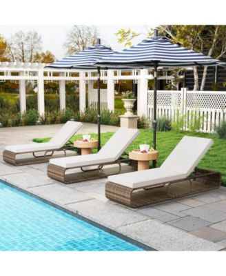 Outdoor Chaise Lounge Chair with Adjustable Backrest Cushion and Storage