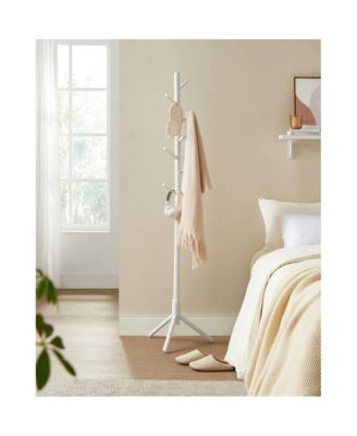 Freestanding Solid Wood Coat Rack with 8 Hanging Hooks, Modern Design