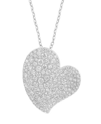 EFFY Collection - Diamond Pav&eacute; Heart 18" Pendant Necklace (1-3/8 ct. t.w.) in 14k White Gold