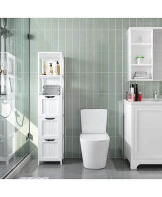 Cabinet Tower with 3 Drawers and 2 Shelves in Wood Finish for Storage