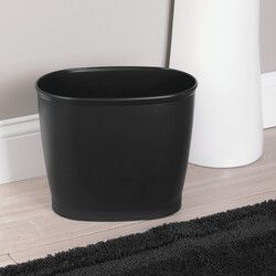 Oval 2.1 Gallon / 8 Liter Plastic Trash Can, Black, Made in USA