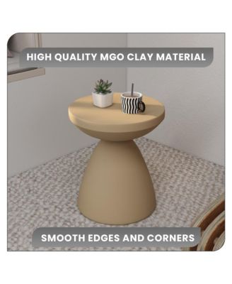 Dune Collection Fiberglass Outdoor Side Table in Beige