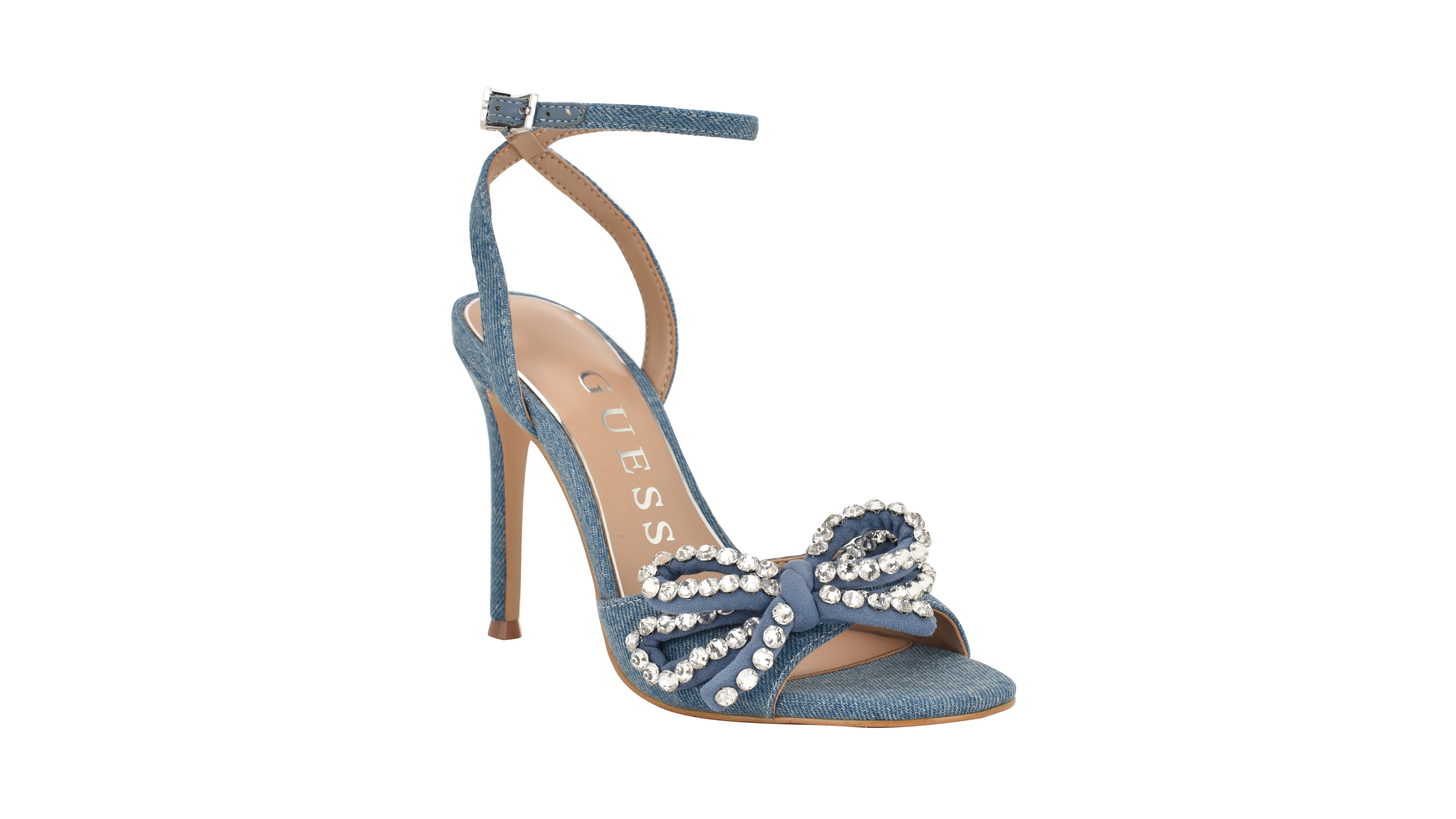 Guess Women's Charmin Rhinestone Bow Ankle Strap Dress Sandals