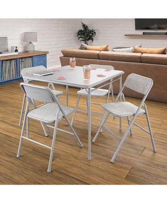 5-Piece Square Folding Dining Table Set with 4 Chairs for Guests or Game Night