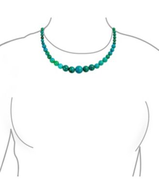 Set of 2 Graduated Natural Blue Turquoise Black Onyx Bead Strand Necklace 18 Inch