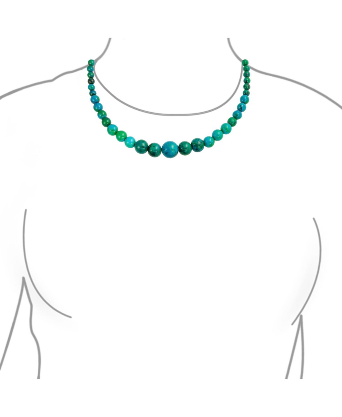 Bling Jewelry Set of 2 Graduated Natural Blue Turquoise Black Onyx Bead Strand Necklace 18 Inch