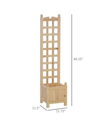 Solid Fir Wood Raised Garden Bed Planter Box with Trellis for Vertical Growth