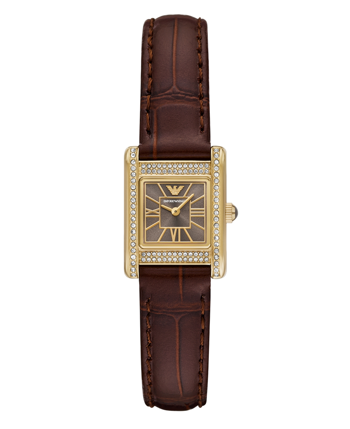 Emporio Armani Women's Brown Leather Strap Watch 26mm