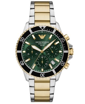 Emporio Armani - Men's Chronograph World Explorer Solar Two-Tone Stainless Steel Bracelet Watch 43mm