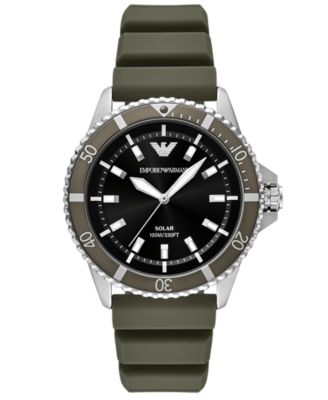 Emporio Armani - Men's World Explorer Solar Green Silicone Strap Watch 42mm