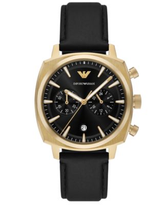 Emporio Armani - Men's Chronograph Black Leather Strap Watch 40mm