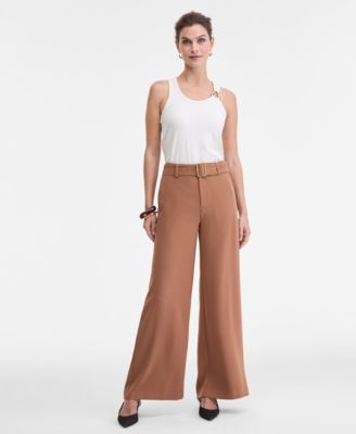 I.N.C. International Concepts - Women's Belted High-Rise Wide-Leg Pants