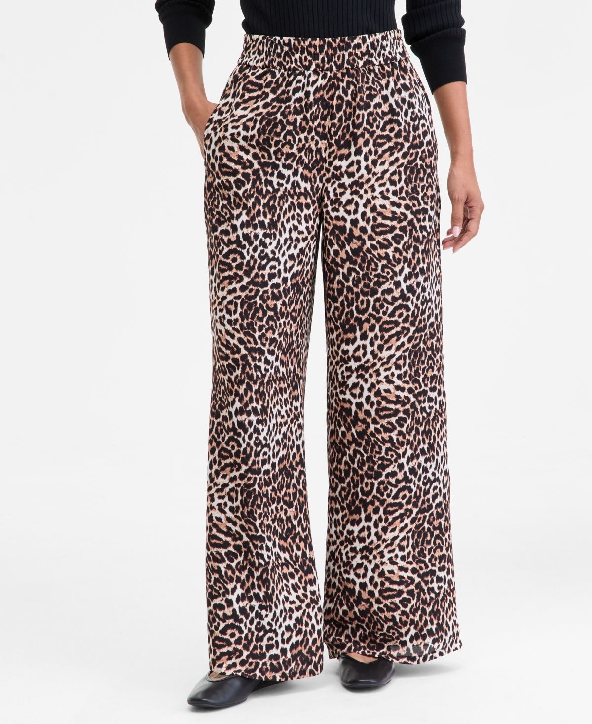 Inc International Concepts Women's Printed Pull-on Wide-leg Pants, Macy's Exclusive In Animal Print