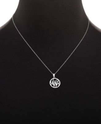 Cubic Zirconia Pav&eacute; Monogram W Pendant 18" Necklace in Sterling Silver, Created for Macy's