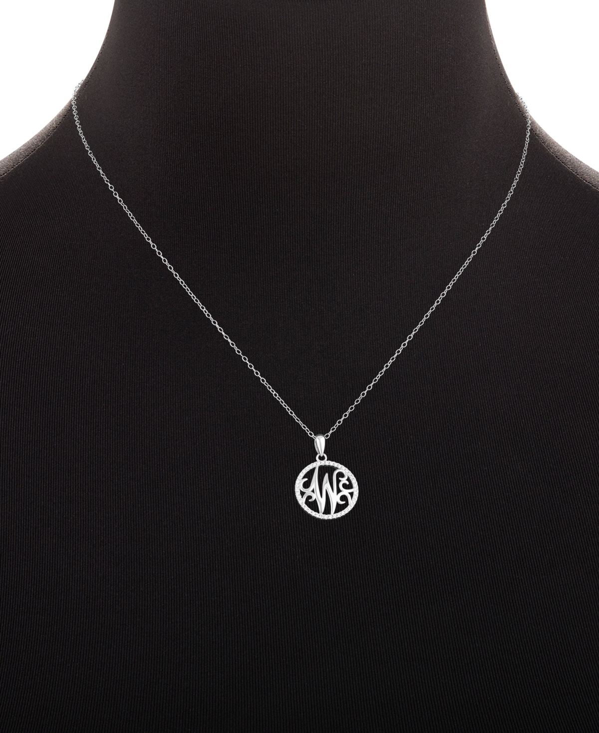 Giani Bernini Cubic Zirconia Pave Monogram W Pendant 18" Necklace In Sterling Silver, Created For Macy's In White