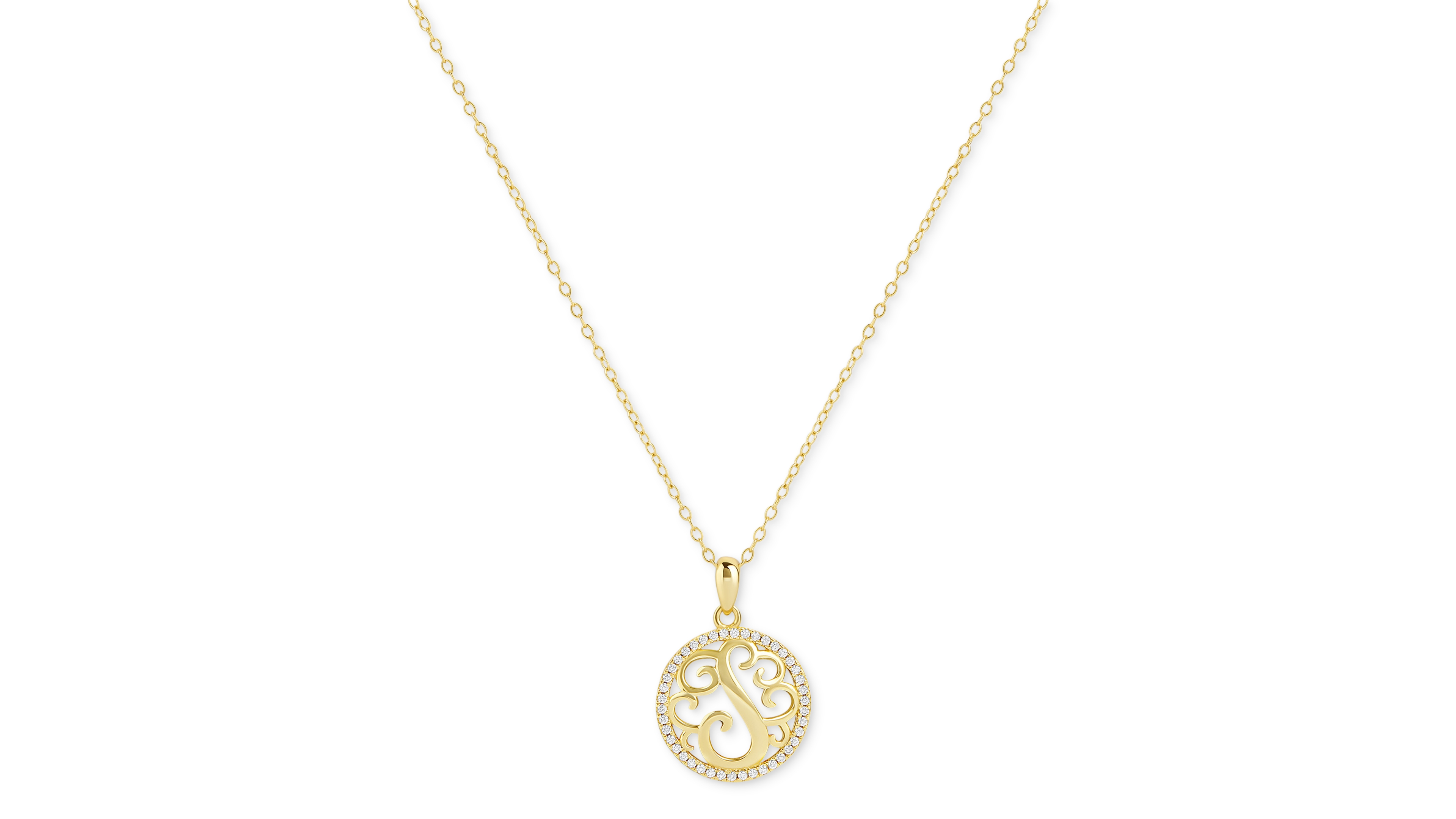 Giani Bernini Cubic Zirconia S Monogram 18" Pendant Necklace in 18k Gold Over Sterling Silver, Created for Macy's