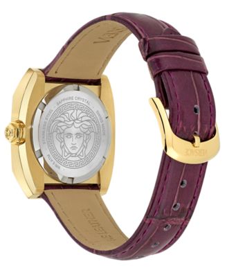 Women's Swiss Medusa Antares Burgundy Leather Strap Watch 35mm