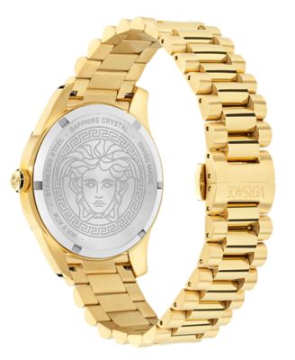 Men's Swiss Apodis GMT Gold Ion Plated Bracelet Watch 41mm