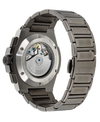 Men's Swiss Automatic Chronograph Greca Extreme Gunmetal Ion Plated Bracelet Watch 43mm