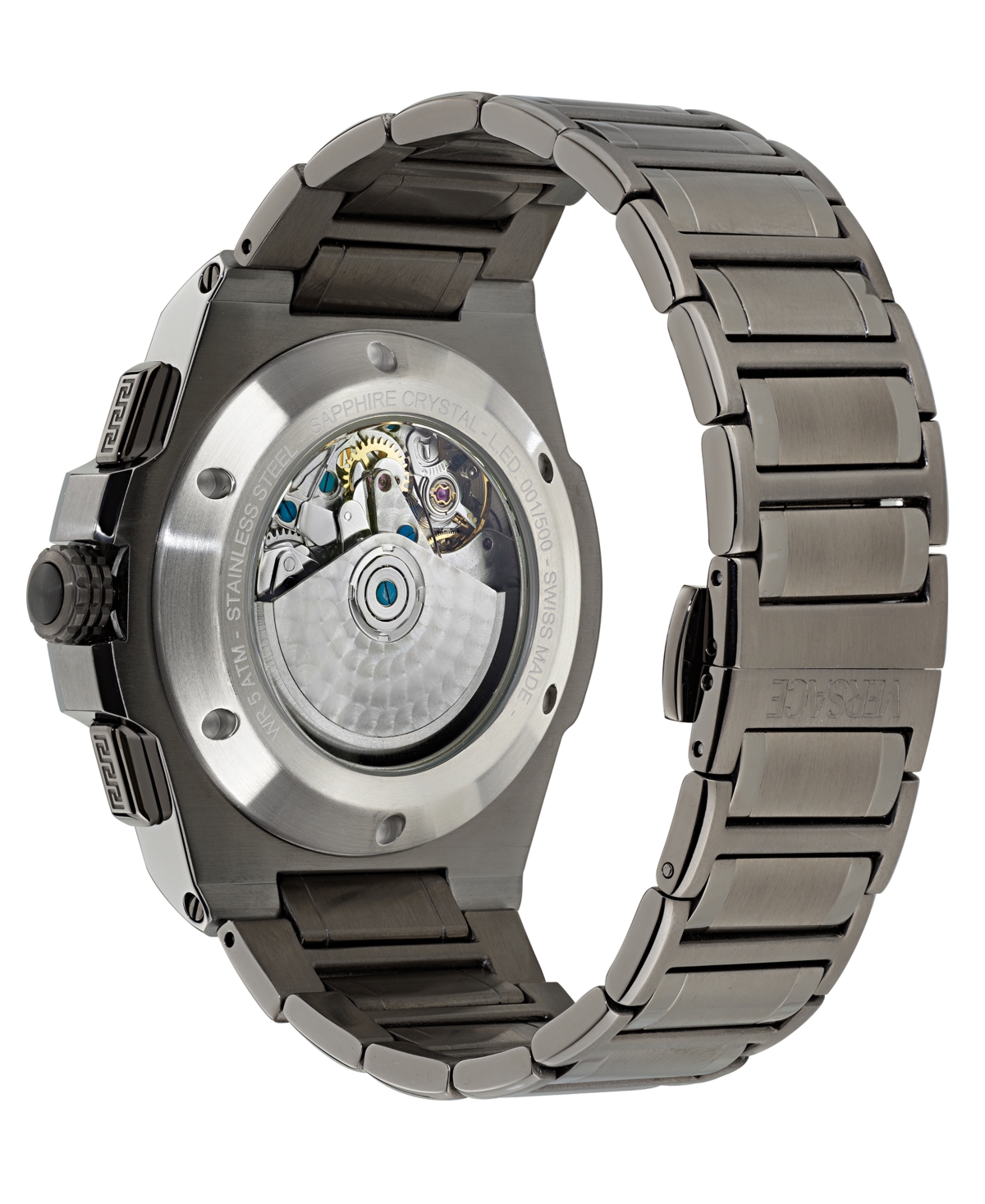 Versace Men's Swiss Automatic Chronograph Greca Extreme Gunmetal Ion Plated Bracelet Watch 43mm