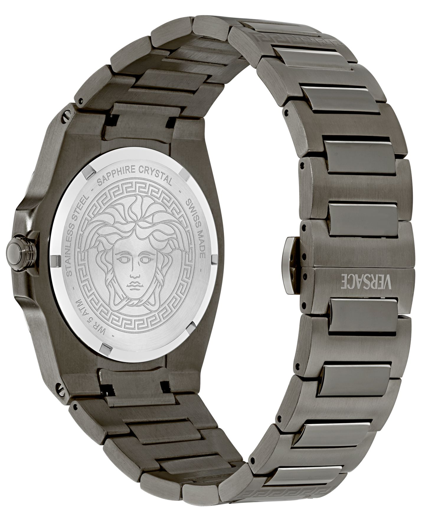 Мужские часы Versace Swiss Tolomeo Gunmetal Ion Plated Bracelet Watch 40mm — фото 3