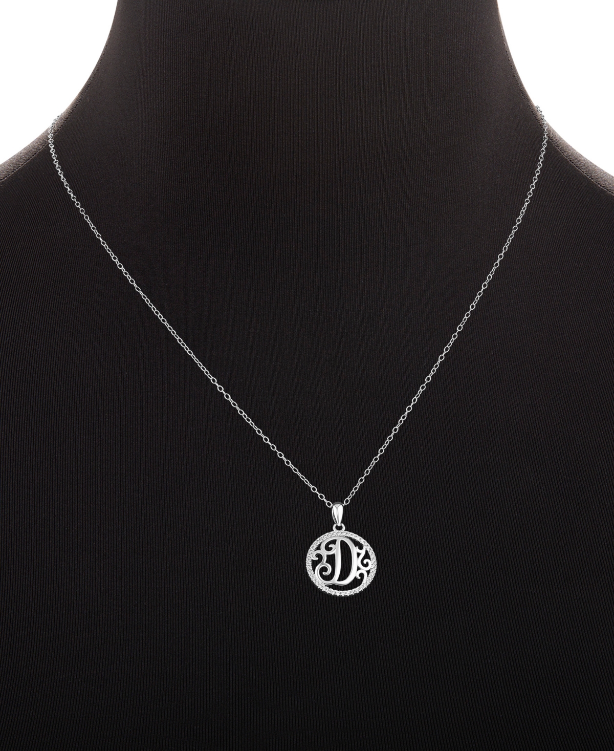 Giani Bernini Cubic Zirconia D Monogram 18" Pendant Necklace In Sterling Silver, Created For Macy's In Metallic