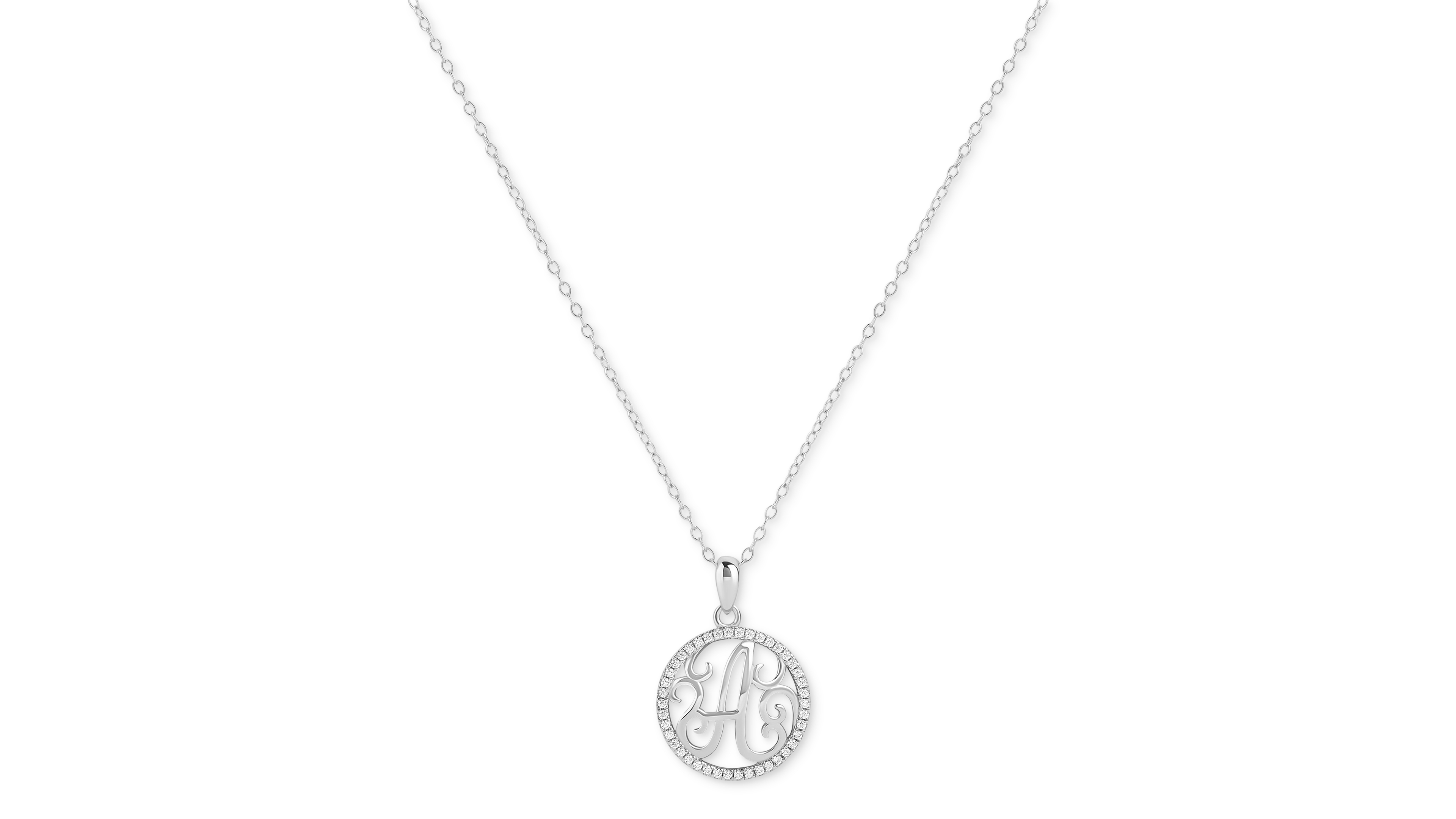 Giani Bernini Cubic Zirconia A Initial Halo 18" Pendant Necklace in Sterling Silver, Created for Macy's