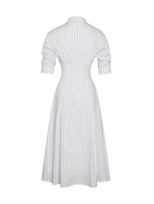 Women's Palina Pinstripes Cotton Poplin Pleated Midi Preppy Shirt Dress