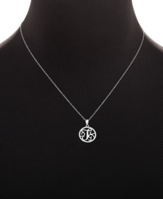 Cubic Zirconia Filigree Initial T Monogram 18" Pendant Necklace in Sterling Silver, Macy's Exclusive