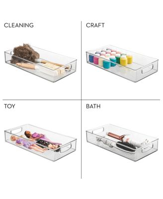 Stackable Pantry Storage Bin with Handles, Set of 4, Clear