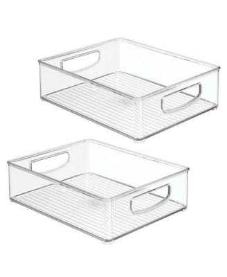 Plastic Stackable Pantry Bin with Handles, Set of 2, Clear, Made in USA