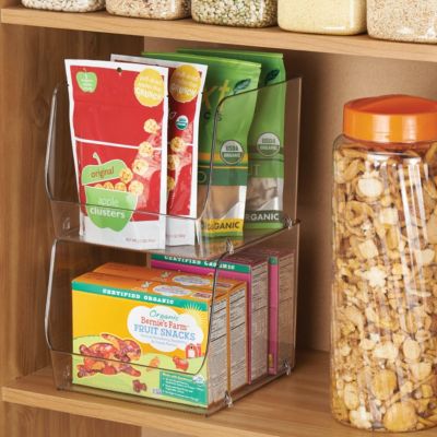Stackable Open-Front Storage Bin - Set of 4 - Clear