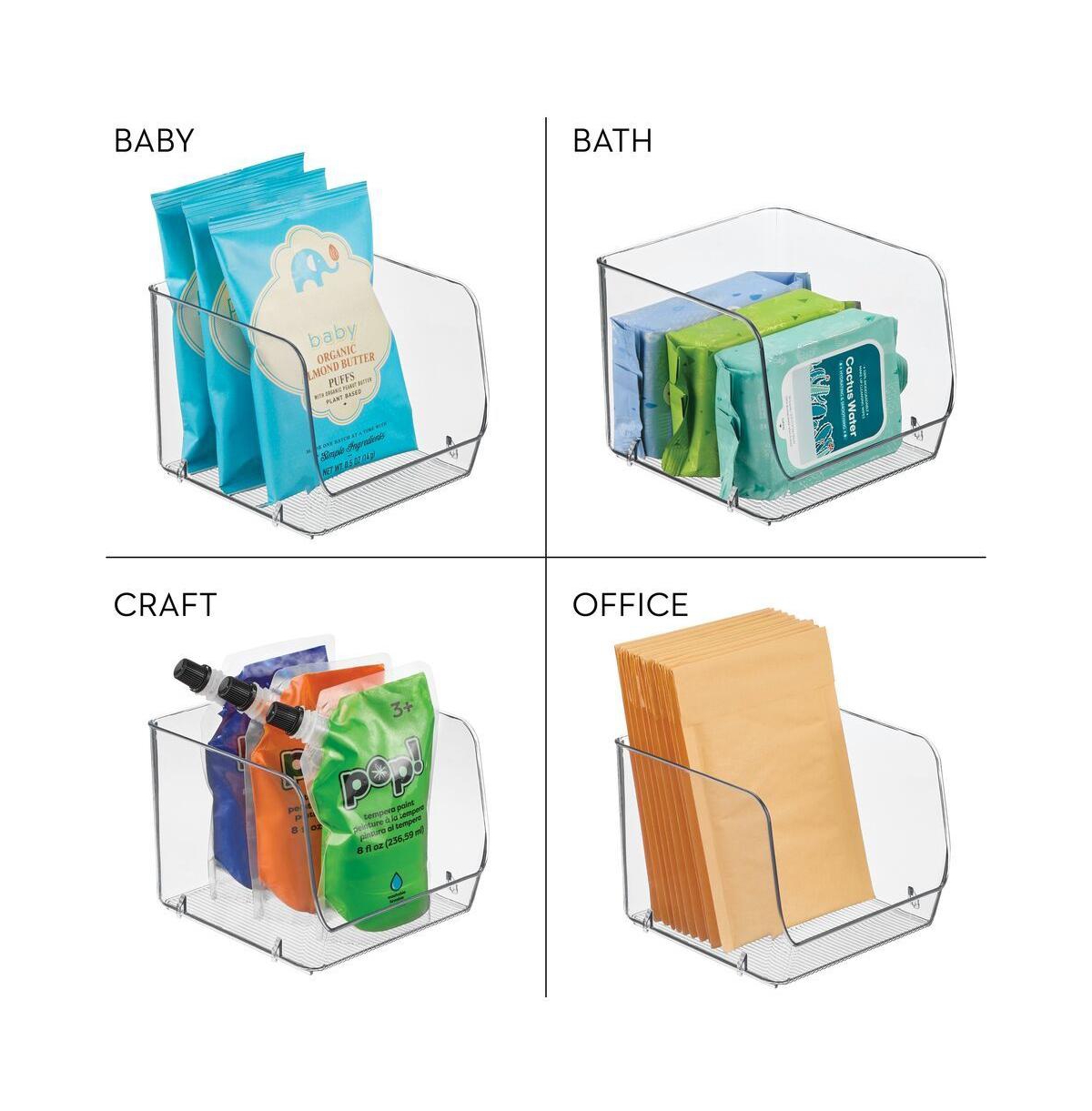 iDesign Stackable Open-Front Storage Bin, Set of 6, Clear, Made in Usa