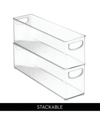 Plastic Stackable Pantry Bin with Handles, Set of 2, Clear, Made in USA