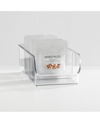 Stackable 3-Section Storage Bin for Pantry, Set of 4, Clear, Made in USA