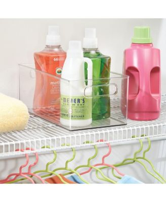 Plastic Stackable Fridge Bin with Handles, Set of 2, Clear, Made in USA