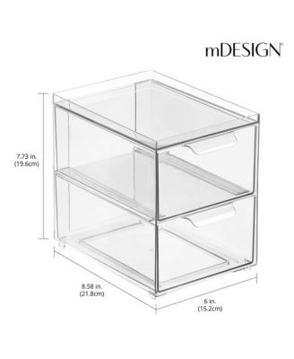 Stacking Plastic Storage Kitchen Bin - 2 Pull-Out Drawers, 4 Pack, Clear