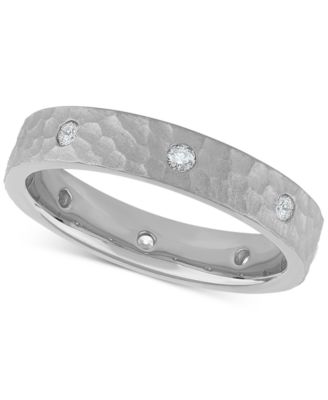 Macy's - Diamond Studded Textured Band (1/4 ct. t.w.) in Platinum or 14k Gold