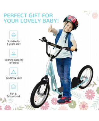 Kids Scooter Height Adjustable Inflatable Tires Ride On Toy For 5+