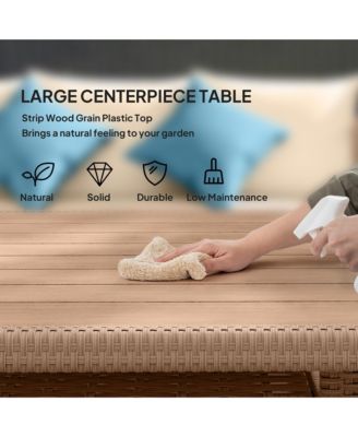 Patio Furniture Sectional Sofa w/ Ottomans & Table,