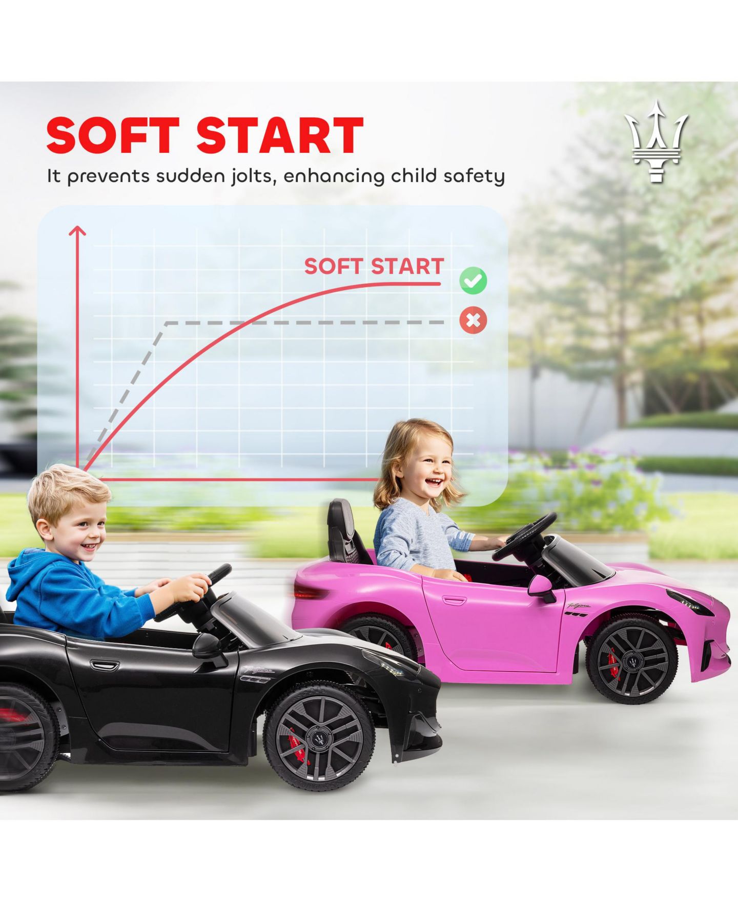 Детская игрушка Qaba Maserati Gran Turismo Folgore 12V Licensed Remote-Control Ride-On Car, 55 lb. Capacity, Ages 3+, цвет: Чёрный — фото 9