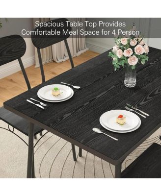 Modern Industrial 5-Piece Dining Set with Wood Top Table and 4 Chairs