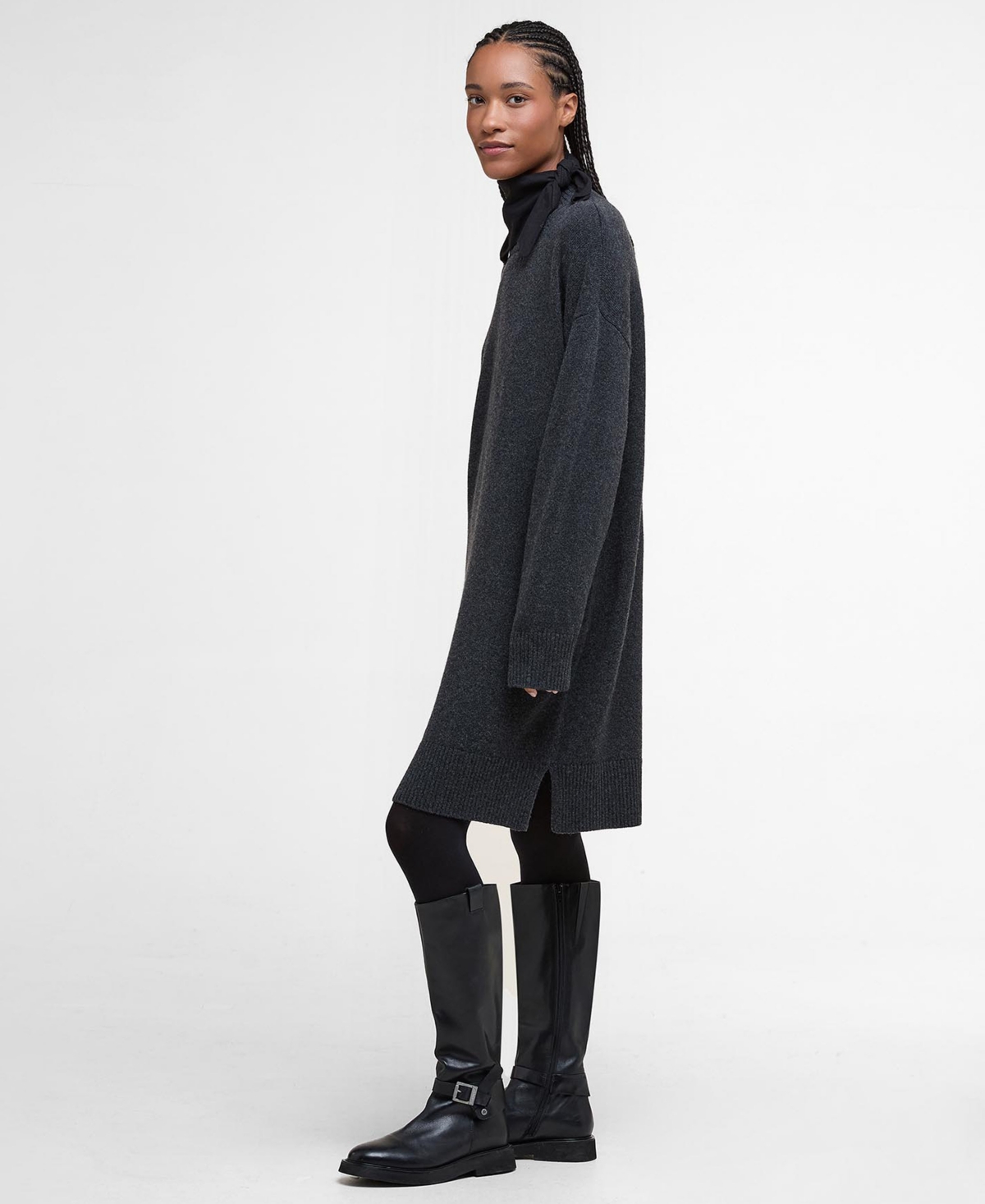 Barbour Women's Funnel Neck Mini Dress In Gray