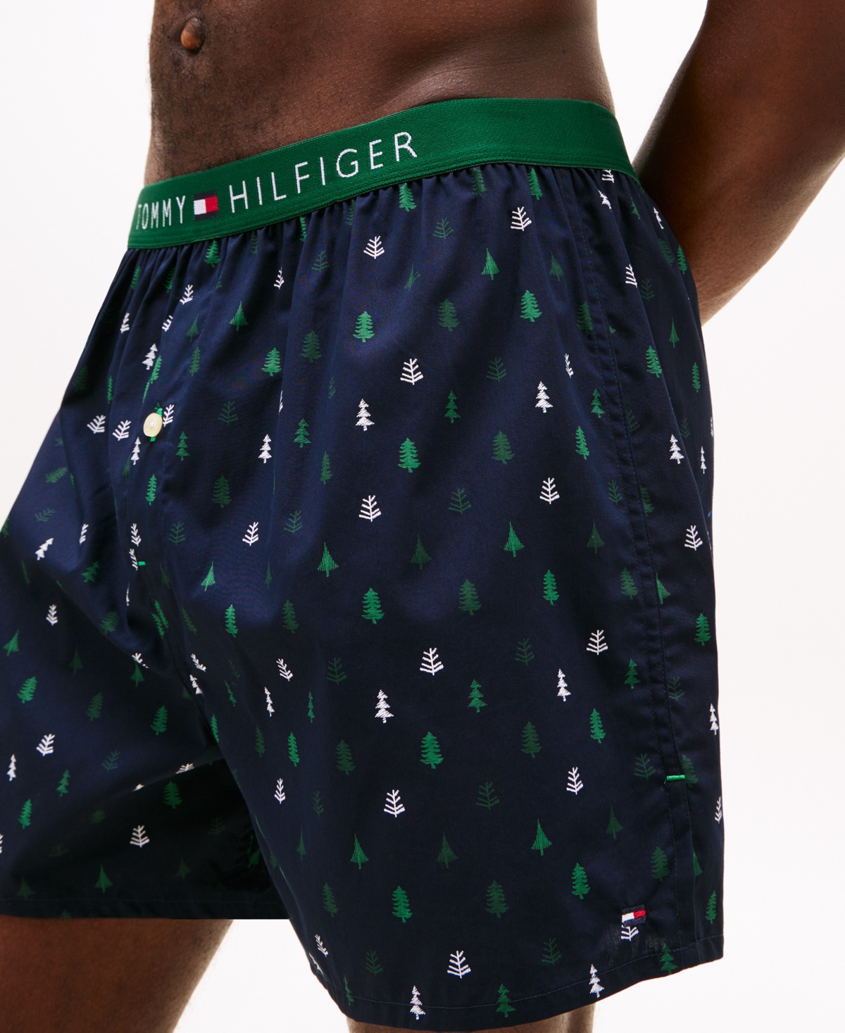 Tommy Hilfiger Men's Woven Front Button Opening Boxer In Blue